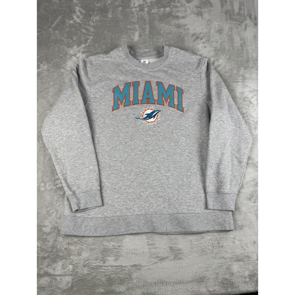 Miami Dolphins Sweatshirt Mens XL NFL Team Apparel Gray Crewneck Embroidered
